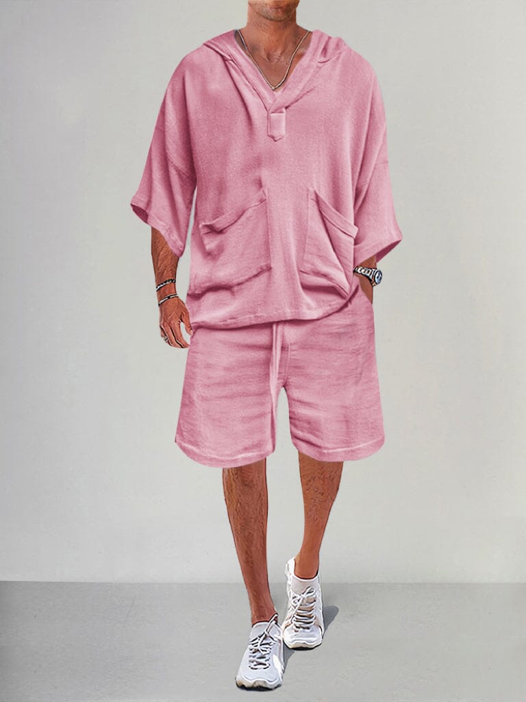 Casual Linen Pullover Hoodie Set