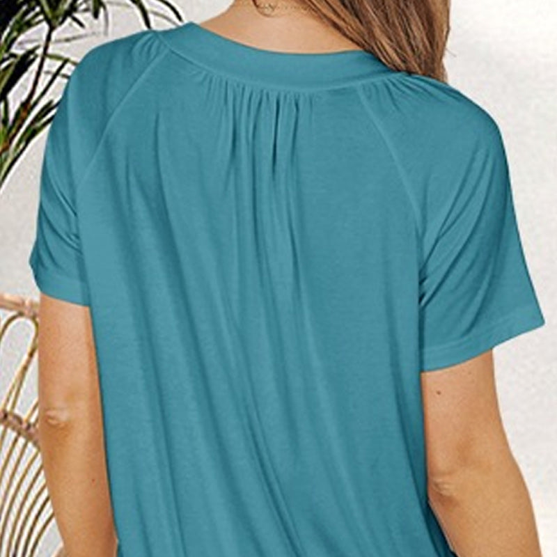 ✨2025 Hot Sale-50% Discount✨Women's Casual Pleated V-Neck Short-Sleeve Top