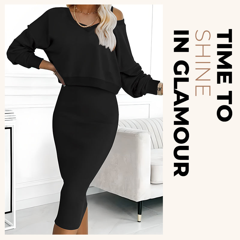 💥2025 New Arrive - 50% OFF💥Women's 2-Piece Set Sleeveless Dress & Loose V-Neck Pullover