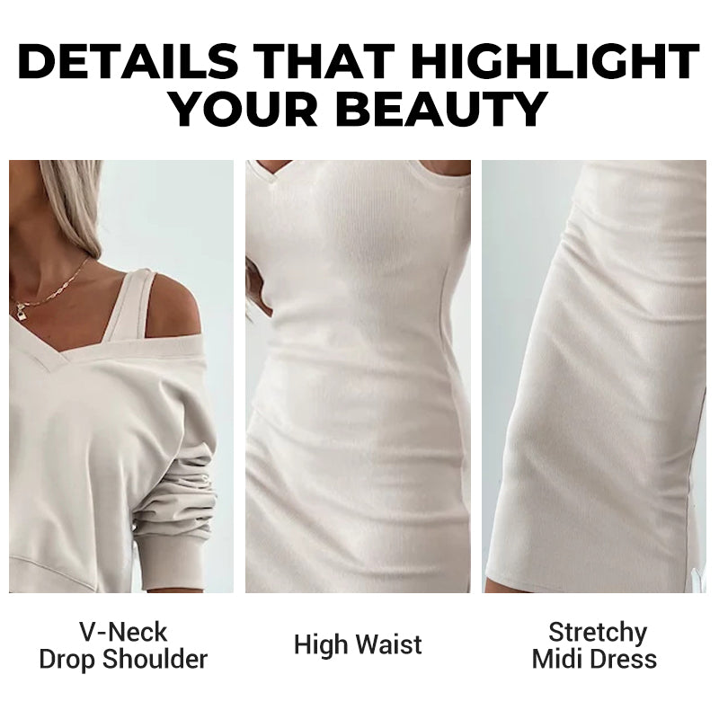 💥2025 New Arrive - 50% OFF💥Women's 2-Piece Set Sleeveless Dress & Loose V-Neck Pullover