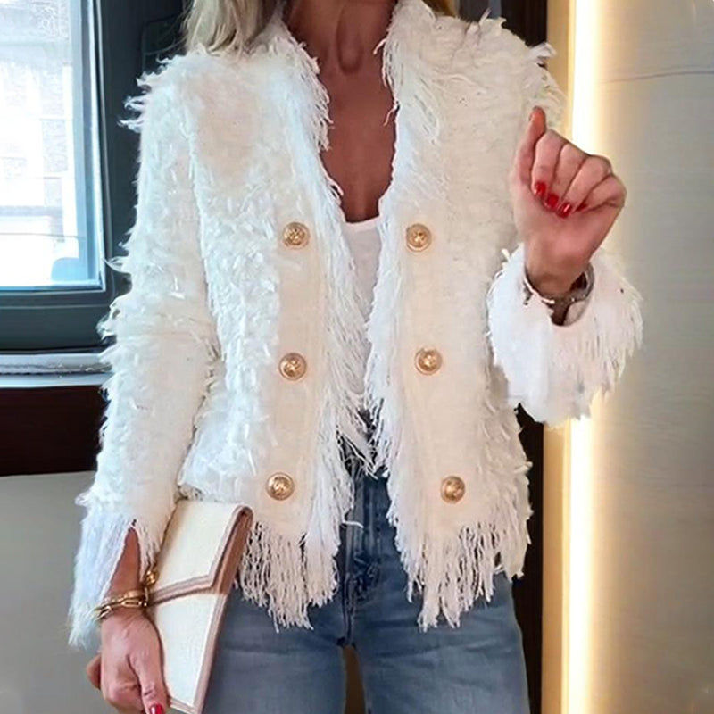 💜 LAST DAY PROMOTION - 50%OFF 💜 Women’s Fashion Button Tassel Short Coat