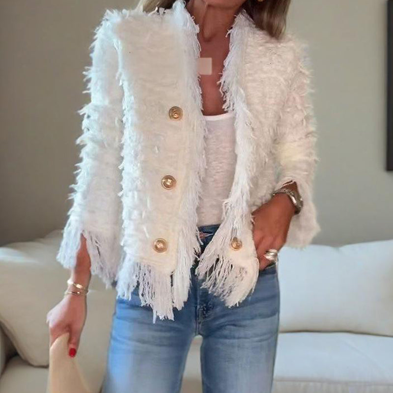 💜 LAST DAY PROMOTION - 50%OFF 💜 Women’s Fashion Button Tassel Short Coat