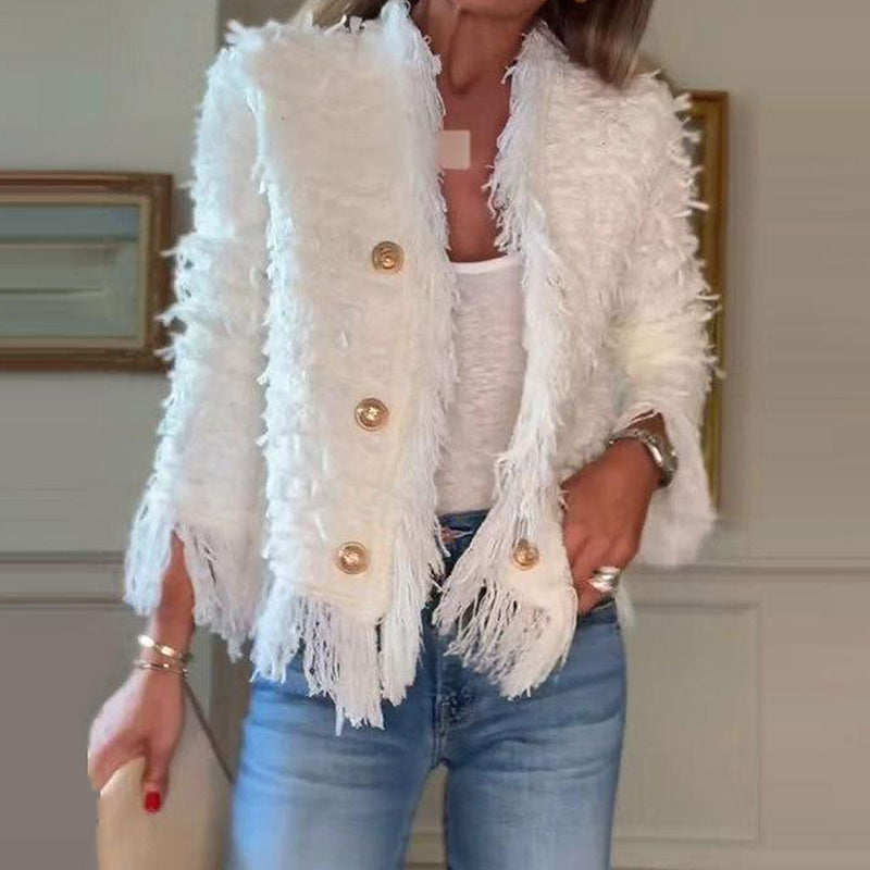 💜 LAST DAY PROMOTION - 50%OFF 💜 Women’s Fashion Button Tassel Short Coat